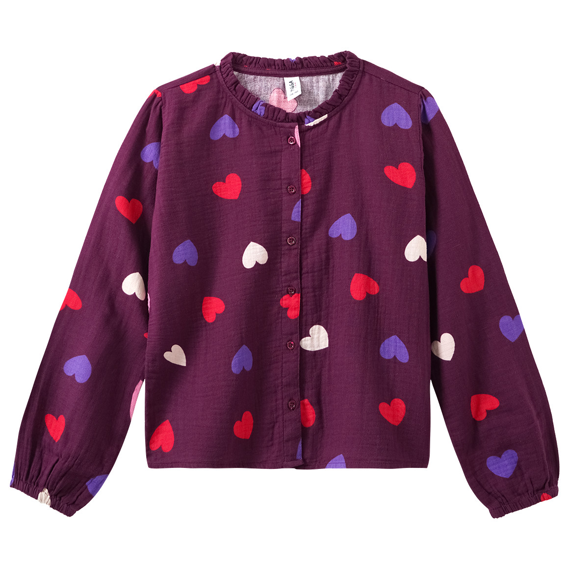 Mädchen Musselin-Bluse mit Herz-Allover von Yigga