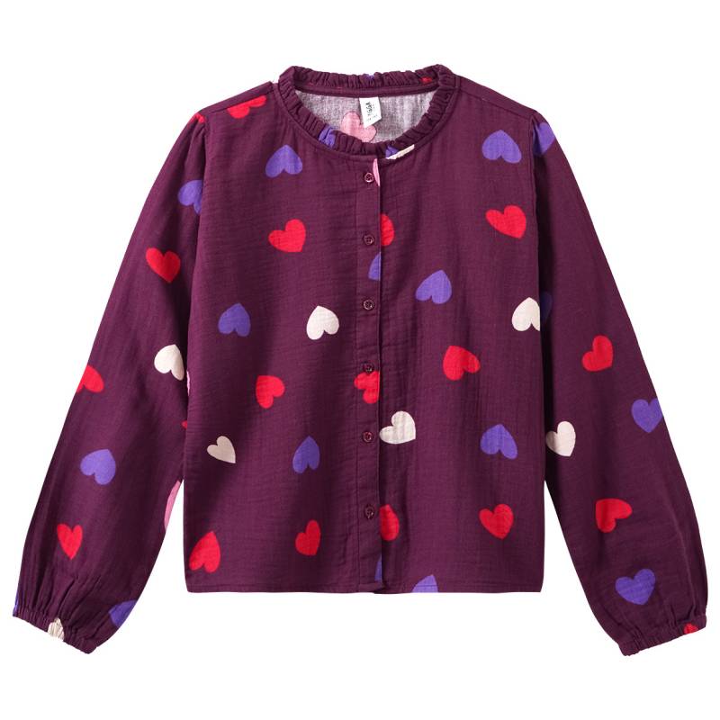 Mädchen Musselin-Bluse mit Herz-Allover von Yigga
