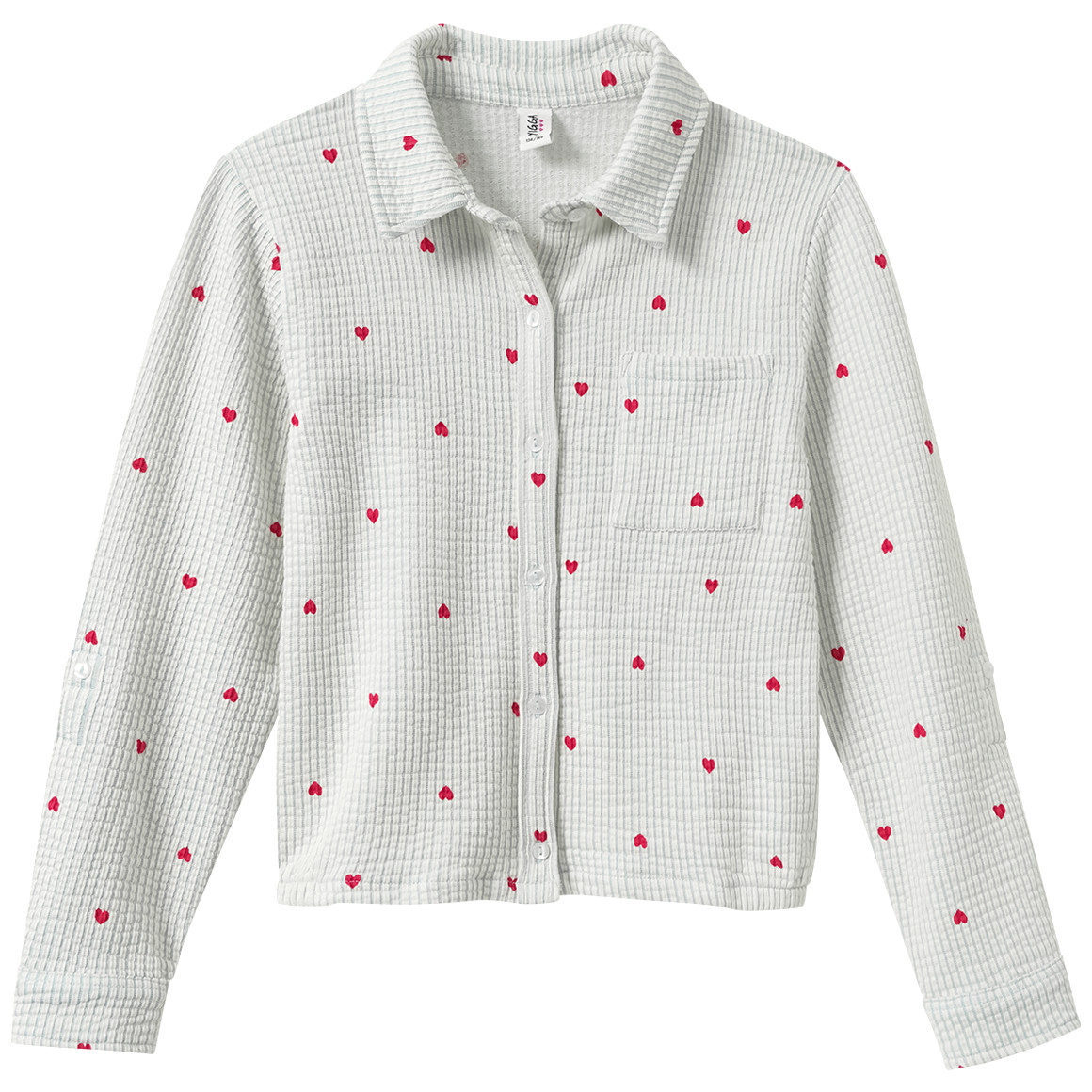 Mädchen Seersucker-Bluse mit Herz-Allover Mädchen Seersucker-Bluse mit Herz-Allover von Yigga