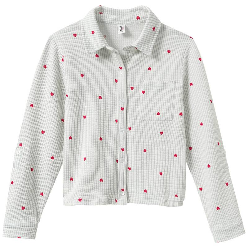 Mädchen Seersucker-Bluse mit Herz-Allover Mädchen Seersucker-Bluse mit Herz-Allover von Yigga