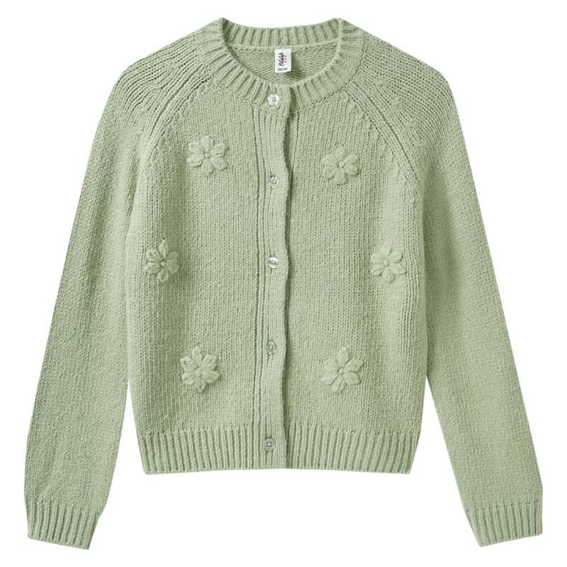 Mädchen Strickjacke mit Blumen-Applikation von Yigga