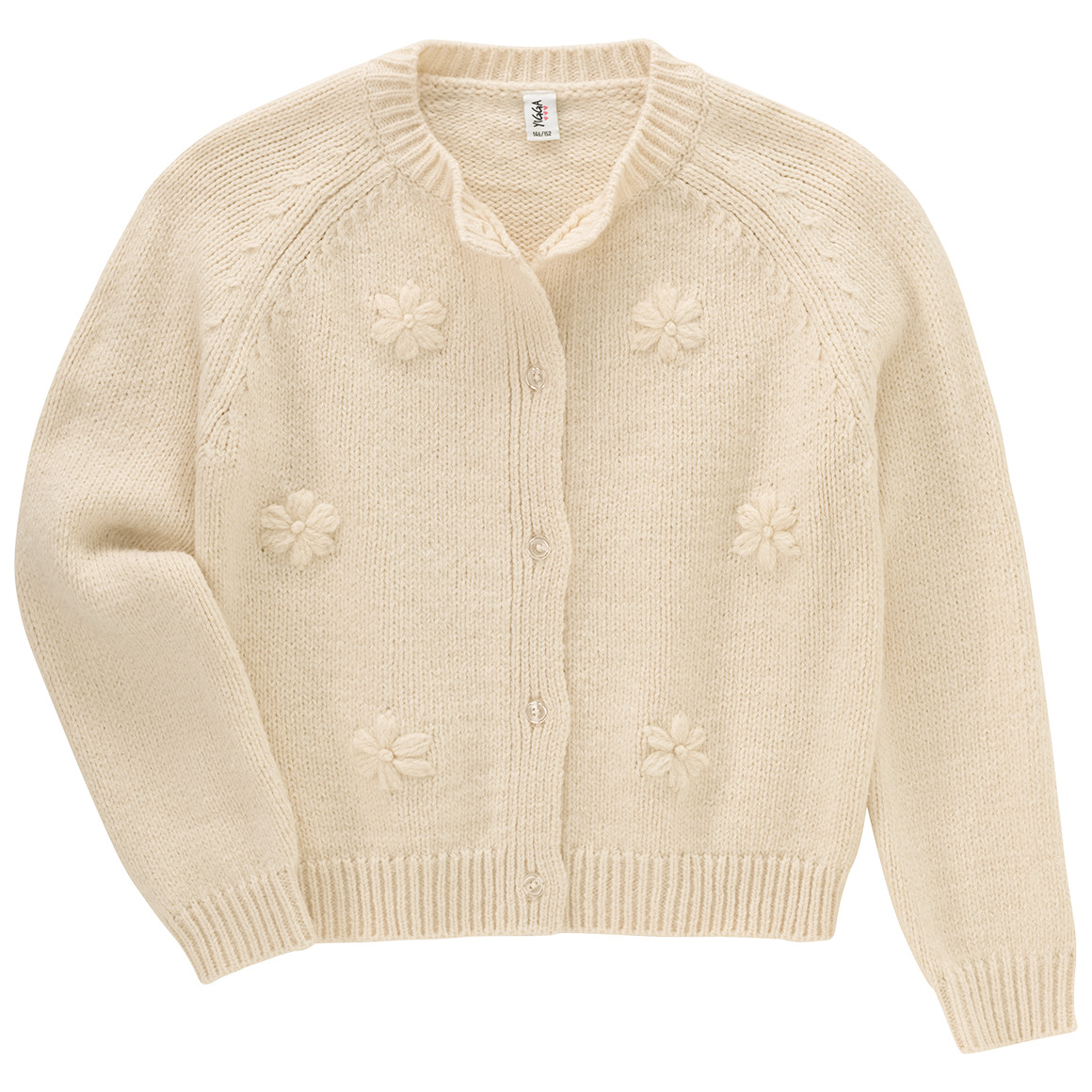 Mädchen Strickjacke mit Blumen-Applikation von Yigga