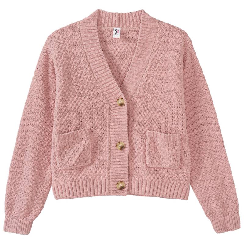 Mädchen Strickjacke mit gerippter Struktur von Yigga