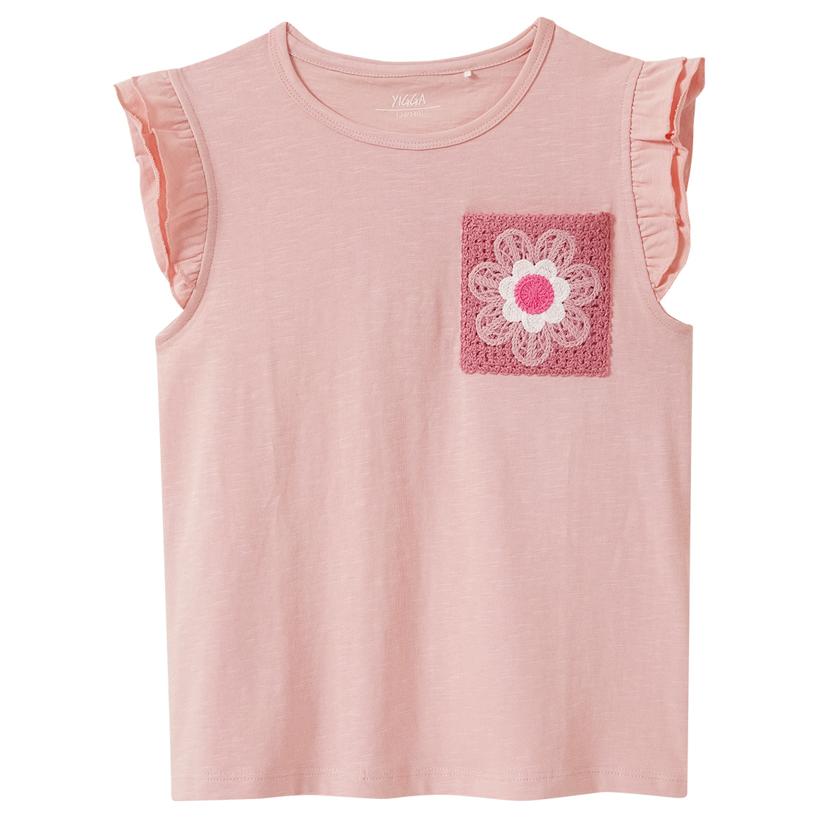 Mädchen T-Shirt mit Häkeltasche Mädchen T-Shirt mit Häkeltasche von Yigga