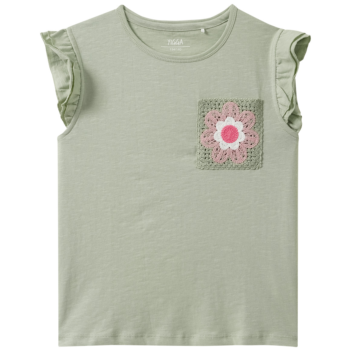 Mädchen T-Shirt mit Häkeltasche Mädchen T-Shirt mit Häkeltasche von Yigga