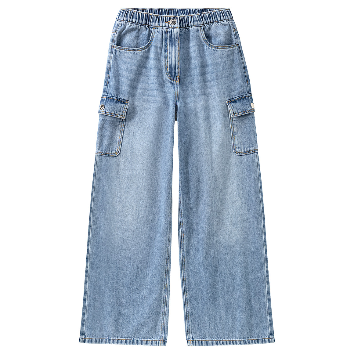 Mädchen Wide-Leg-Jeans mit Beintaschen Mädchen Wide-Leg-Jeans mit Beintaschen von Yigga