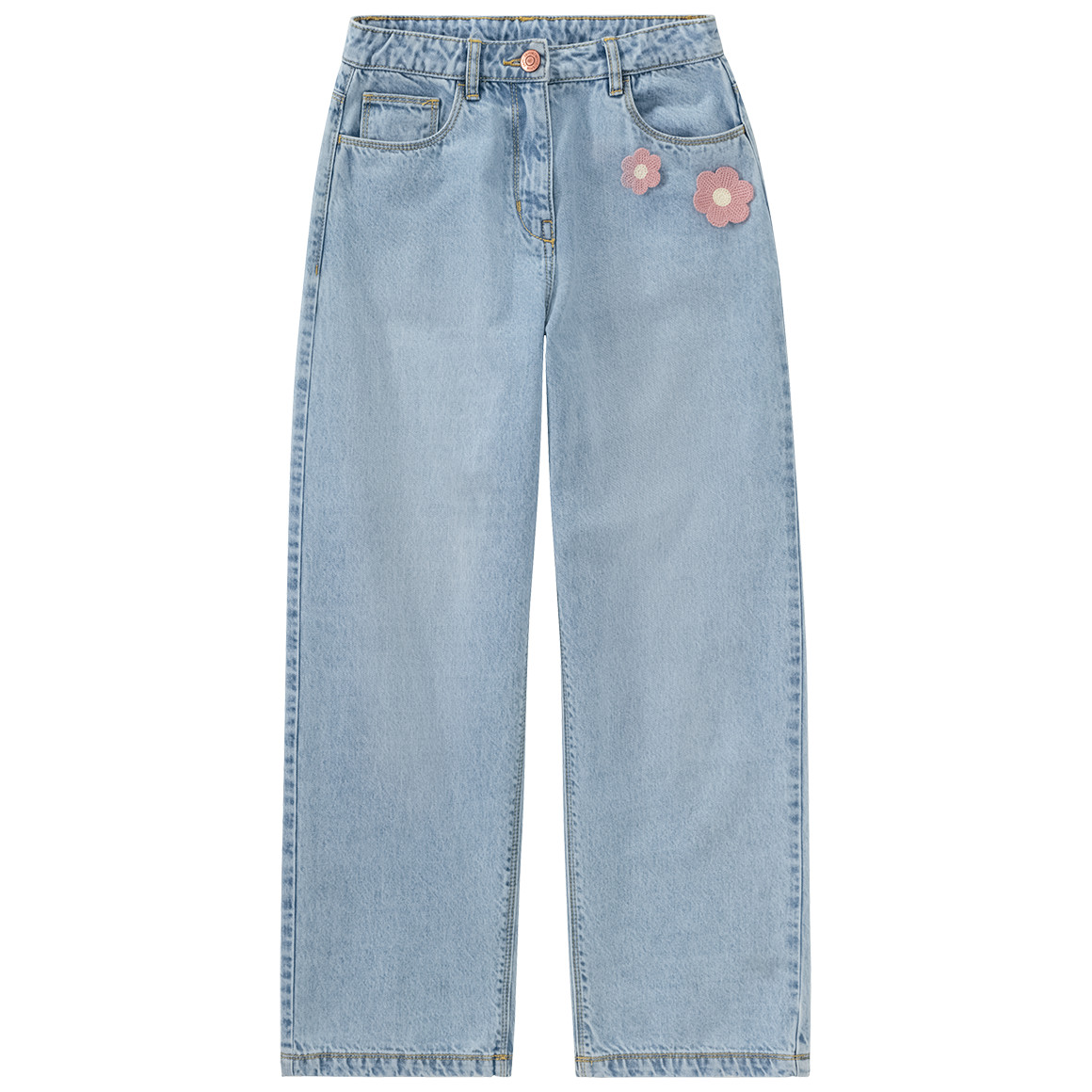Mädchen Wide-Leg-Jeans mit Blumen-Applikation Mädchen Wide-Leg-Jeans mit Blumen-Applikation von Yigga