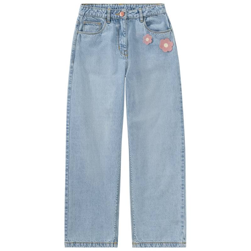 Mädchen Wide-Leg-Jeans mit Blumen-Applikation von Yigga
