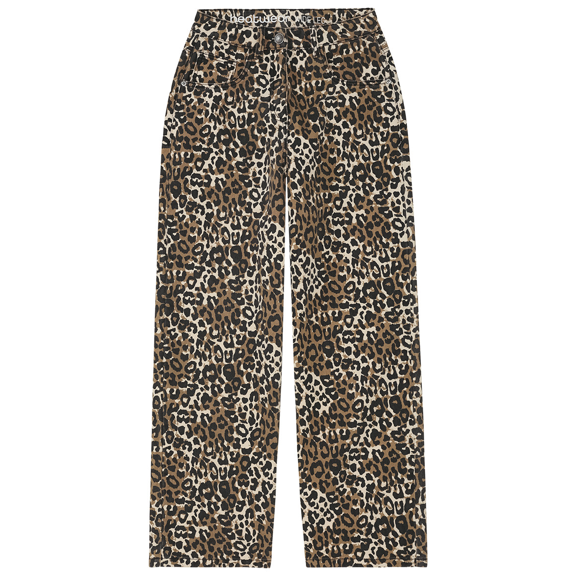 Mädchen Wide-Leg-Jeans mit Leo-Muster von Yigga