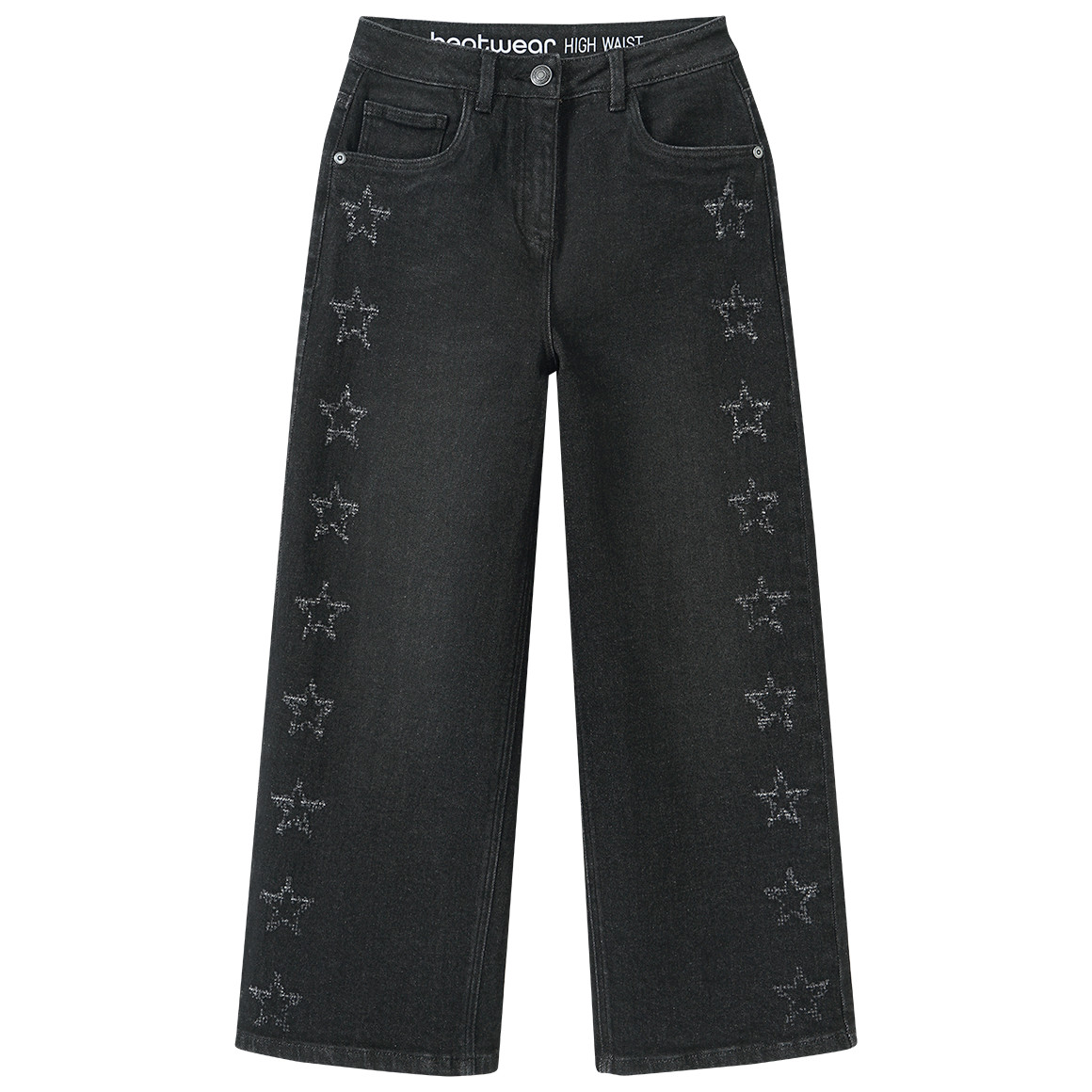 Mädchen Wide-Leg-Jeans mit dezenten Sternen von Yigga