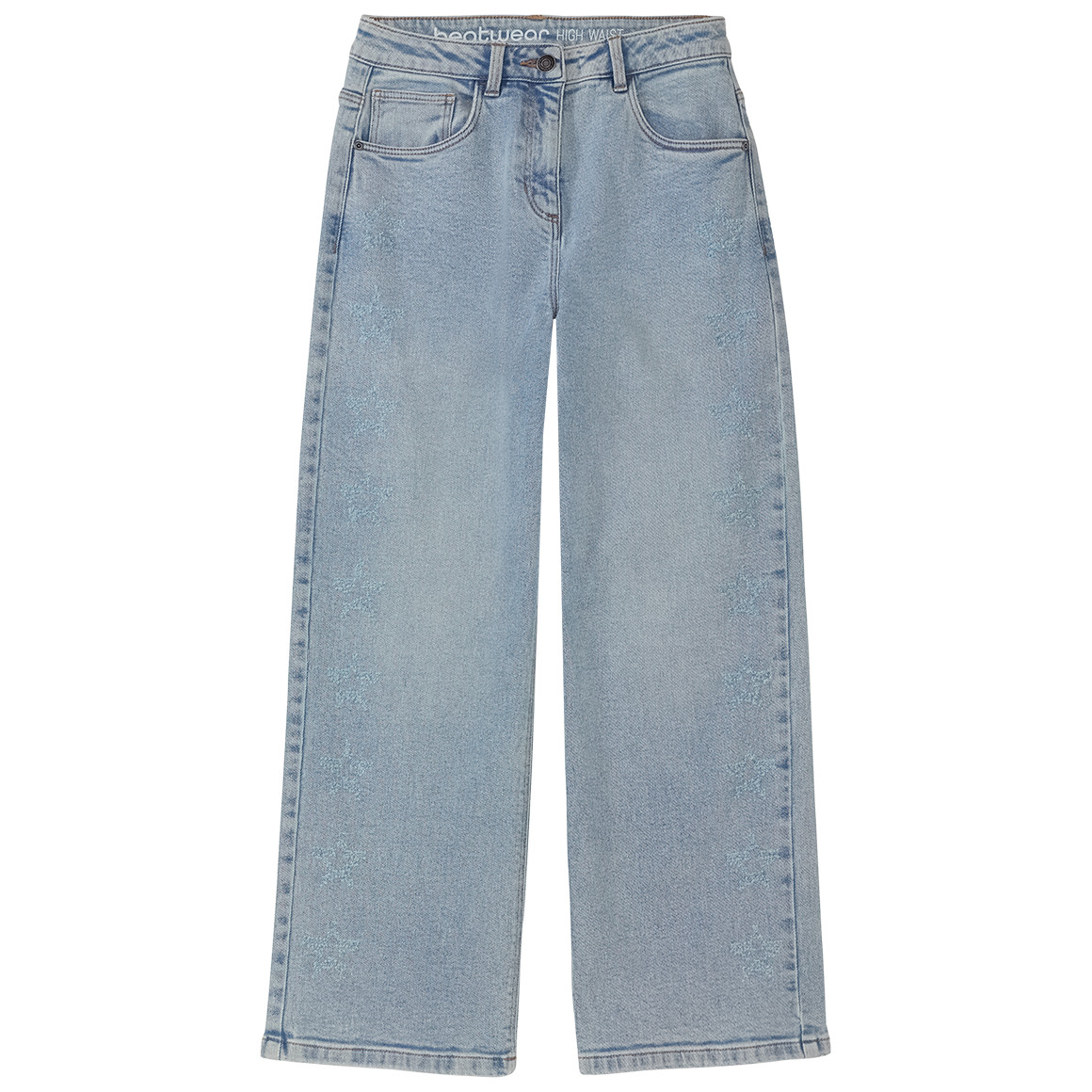 Mädchen Wide-Leg-Jeans mit dezenten Sternen von Yigga