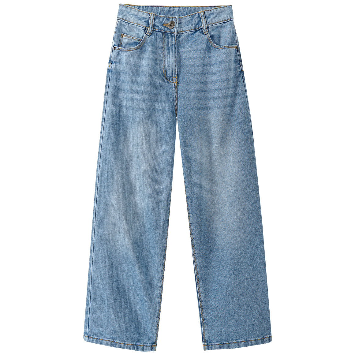 Mädchen Wide-leg-Jeans mit verstellbarem Bund Mädchen Wide-leg-Jeans mit verstellbarem Bund von Yigga
