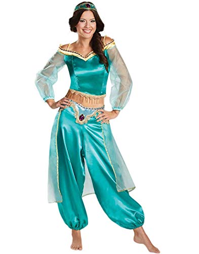 Yigoo Karneval Kostüm Damen Erwachsene Jasmin Prinzessin Pailletten Cosplay Crop Top Hose Stirnband Verkleidung Fasching Party XL von Yigoo