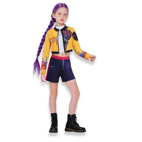 Yigoo Kpop Demon Hunter Kostüm Kinder, Mira Rumi Zoey Cosplay Outfit Mädchen, Huntr/x Anime Jäger Popsänger Idol Bühnenuniform Verkleidung für Karneval Halloween Party 160 Yigoo Kpop Demon Hunter Kostüm Kinder, Mira Rumi Zoey Cosplay Outfit Mädchen, Huntr/x Anime Jäger Popsänger Idol Bühnenuniform Verkleidung für Karneval Halloween Party 160 von Yigoo