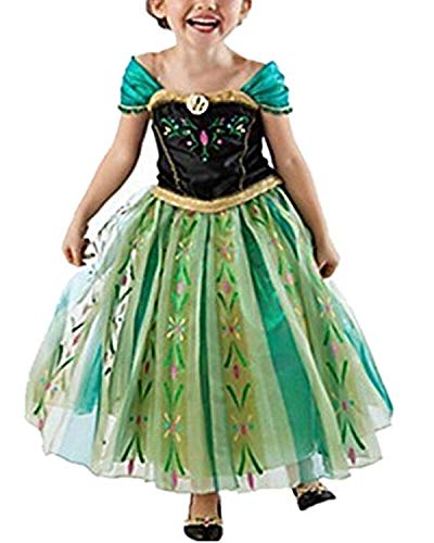 Yigoo Elsa Kostüm Mädchen Eiskönigin Prinzessin Anna Kleid Glanz Kinder Weihnachten Verkleidung Karneval Party Halloween Fest 100 von Yigoo