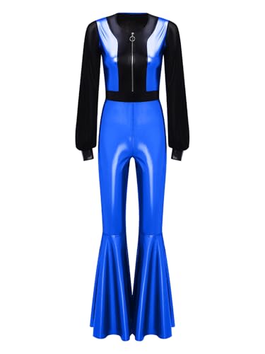 Yihuimin Damen Disco Kostüm 70er Halloween Vintage Disco Jumpsuit Metallic Patchwork Overall Langarm Bodysuit Faschingskostüm Rave Clubwear Königsblau M Yihuimin Damen Disco Kostüm 70er Halloween Vintage Disco Jumpsuit Metallic Patchwork Overall Langarm Bodysuit Faschingskostüm Rave Clubwear Königsblau M von Yihuimin