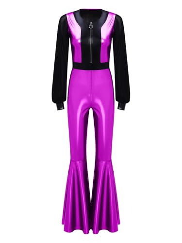 Yihuimin Damen Disco Kostüm 70er Halloween Vintage Disco Jumpsuit Metallic Patchwork Overall Langarm Bodysuit Faschingskostüm Rave Clubwear Violett 3XL Yihuimin Damen Disco Kostüm 70er Halloween Vintage Disco Jumpsuit Metallic Patchwork Overall Langarm Bodysuit Faschingskostüm Rave Clubwear Violett 3XL von Yihuimin