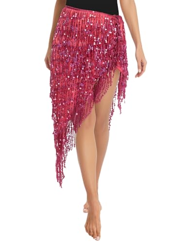 Yihuimin Damen Glitzer Bauchtanz Rock Pailletten Fransen Rock Cheer Leader Kostüm Latin Jazz Tanzrock Faschingskostüm Rave Party Clubwear Hot Pink Einheitsgröße Yihuimin Damen Glitzer Bauchtanz Rock Pailletten Fransen Rock Cheer Leader Kostüm Latin Jazz Tanzrock Faschingskostüm Rave Party Clubwear Hot Pink Einheitsgröße von Yihuimin