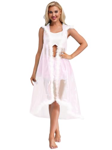 Yihuimin Damen Glitzer Kapuzenumhang Transparenter Ärmellose Umhang mit Kapuze Clubwear Rave Partys Halloween Karneval Kostüm Weiß M Yihuimin Damen Glitzer Kapuzenumhang Transparenter Ärmellose Umhang mit Kapuze Clubwear Rave Partys Halloween Karneval Kostüm Weiß M von Yihuimin