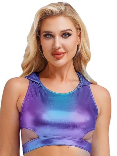 Yihuimin Damen Glitzer Metallic Tanktop Kurze Kapuzen Crop Tops Tanztop Nachtclub Gogo Sport BH Fasching Karneval Kostüme Clubwear Blau M Yihuimin Damen Glitzer Metallic Tanktop Kurze Kapuzen Crop Tops Tanztop Nachtclub Gogo Sport BH Fasching Karneval Kostüme Clubwear Blau M von Yihuimin