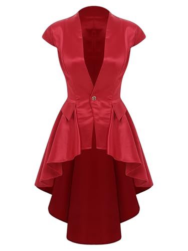 Yihuimin Damen Gothic Steampunk Jacket V-ausschnitt Kurzarm Mittelalter Renaissance Jacke Victorian Tailcoat Halloween Cosplay Fasching Kostüm Burgundy XXL Yihuimin Damen Gothic Steampunk Jacket V-ausschnitt Kurzarm Mittelalter Renaissance Jacke Victorian Tailcoat Halloween Cosplay Fasching Kostüm Burgundy XXL von Yihuimin