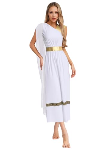 Yihuimin Damen Griechische Göttin Kostüm Halloween Römische Toga Antike Griechische Prinzessinnenkleid Cosplay Festival Outfit Faschingskostüm Weiß S von Yihuimin