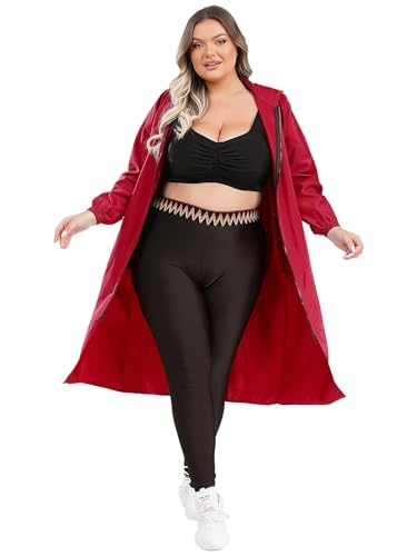 Yihuimin Damen Große Größen Waterproof Jacke Lightweight Hooded Kapuzenjacke Apron Coverall für Arbeit Kochen Malen Fasching Kostüm Rot XXL Yihuimin Damen Große Größen Waterproof Jacke Lightweight Hooded Kapuzenjacke Apron Coverall für Arbeit Kochen Malen Fasching Kostüm Rot XXL von Yihuimin