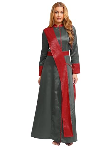 Yihuimin Damen Langarm Priester Robe Römisch Katholische Kirche Kostüm Patchwork Pastor Kleid Minister Kostüme Halloween Cosplay Faschingskostüm Grau 3XL Yihuimin Damen Langarm Priester Robe Römisch Katholische Kirche Kostüm Patchwork Pastor Kleid Minister Kostüme Halloween Cosplay Faschingskostüm Grau 3XL von Yihuimin