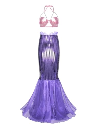 Yihuimin Damen Meerjungfrau Kostüm Set Halloween Metallic Muschel Bh Mit Perlenketten Fischschwanz Rock Cosplay Karneval Kostüm Mottopartys Typ I XXL Yihuimin Damen Meerjungfrau Kostüm Set Halloween Metallic Muschel Bh Mit Perlenketten Fischschwanz Rock Cosplay Karneval Kostüm Mottopartys Typ I XXL von Yihuimin