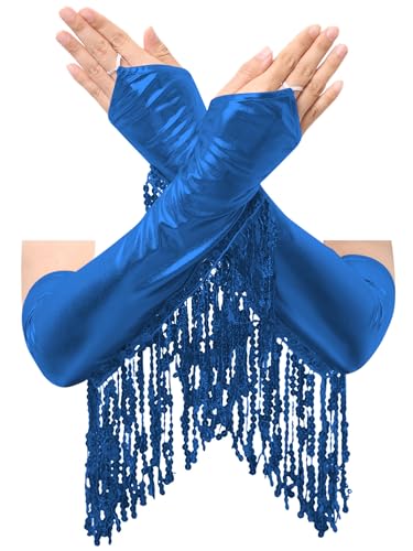 Yihuimin Damen Metallic Handschuhe Pailletten Fransen Handschuhe Armstulpe Tanzhandschuhe Ellbogen Handschuhe Halloween Karneval Kostüm Rave Clubwear Blau Einheitsgröße Yihuimin Damen Metallic Handschuhe Pailletten Fransen Handschuhe Armstulpe Tanzhandschuhe Ellbogen Handschuhe Halloween Karneval Kostüm Rave Clubwear Blau Einheitsgröße von Yihuimin