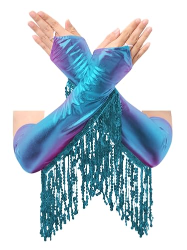 Yihuimin Damen Metallic Handschuhe Pailletten Fransen Handschuhe Armstulpe Tanzhandschuhe Ellbogen Handschuhe Halloween Karneval Kostüm Rave Clubwear Farbe Blau Einheitsgröße Yihuimin Damen Metallic Handschuhe Pailletten Fransen Handschuhe Armstulpe Tanzhandschuhe Ellbogen Handschuhe Halloween Karneval Kostüm Rave Clubwear Farbe Blau Einheitsgröße von Yihuimin