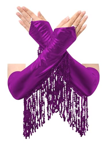Yihuimin Damen Metallic Handschuhe Pailletten Fransen Handschuhe Armstulpe Tanzhandschuhe Ellbogen Handschuhe Halloween Karneval Kostüm Rave Clubwear Lila Einheitsgröße Yihuimin Damen Metallic Handschuhe Pailletten Fransen Handschuhe Armstulpe Tanzhandschuhe Ellbogen Handschuhe Halloween Karneval Kostüm Rave Clubwear Lila Einheitsgröße von Yihuimin
