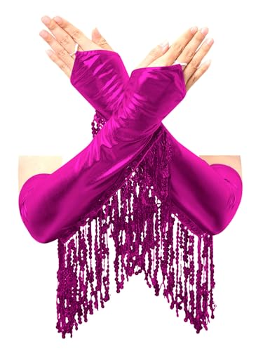 Yihuimin Damen Metallic Handschuhe Pailletten Fransen Handschuhe Armstulpe Tanzhandschuhe Ellbogen Handschuhe Halloween Karneval Kostüm Rave Clubwear Pink Einheitsgröße Yihuimin Damen Metallic Handschuhe Pailletten Fransen Handschuhe Armstulpe Tanzhandschuhe Ellbogen Handschuhe Halloween Karneval Kostüm Rave Clubwear Pink Einheitsgröße von Yihuimin