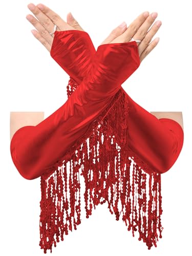 Yihuimin Damen Metallic Handschuhe Pailletten Fransen Handschuhe Armstulpe Tanzhandschuhe Ellbogen Handschuhe Halloween Karneval Kostüm Rave Clubwear Rot Einheitsgröße Yihuimin Damen Metallic Handschuhe Pailletten Fransen Handschuhe Armstulpe Tanzhandschuhe Ellbogen Handschuhe Halloween Karneval Kostüm Rave Clubwear Rot Einheitsgröße von Yihuimin