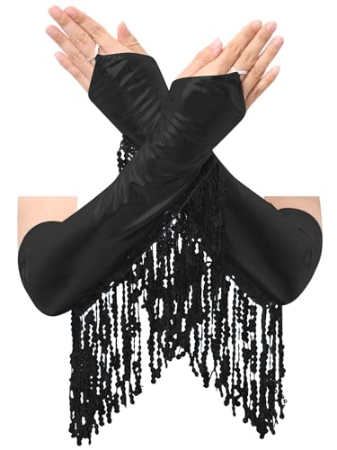 Yihuimin Damen Metallic Handschuhe Pailletten Fransen Handschuhe Armstulpe Tanzhandschuhe Ellbogen Handschuhe Halloween Karneval Kostüm Rave Clubwear Schwarz Einheitsgröße Yihuimin Damen Metallic Handschuhe Pailletten Fransen Handschuhe Armstulpe Tanzhandschuhe Ellbogen Handschuhe Halloween Karneval Kostüm Rave Clubwear Schwarz Einheitsgröße von Yihuimin