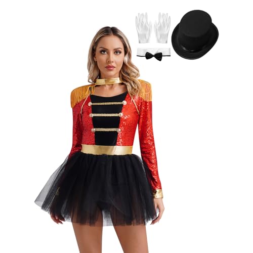 Yihuimin Ensemble Verkleidung Monsieur Loyal Zirkus Frau Kleid Trikot Halloween Karneval Auftritt Sxl Ein Rot 3XL Yihuimin Ensemble Verkleidung Monsieur Loyal Zirkus Frau Kleid Trikot Halloween Karneval Auftritt Sxl Ein Rot 3XL von Yihuimin