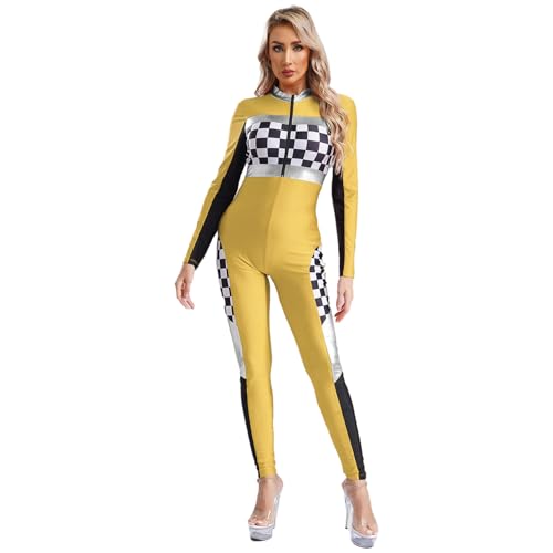 Yihuimin Erwachsene Frauen Rennfahrer Kostüm Langärmliger Ganzkörperanzug Halloween Karneval Party Sxl Gelb XXL Yihuimin Erwachsene Frauen Rennfahrer Kostüm Langärmliger Ganzkörperanzug Halloween Karneval Party Sxl Gelb XXL von Yihuimin