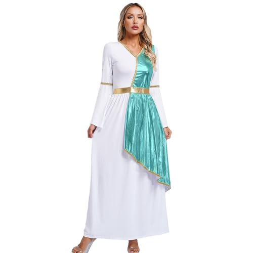 Yihuimin Frauen Kostüm Römische Göttin Langes Kleid Metallisch Griechisches Outfit Halloween Karneval Sxl Himmelblau S Yihuimin Frauen Kostüm Römische Göttin Langes Kleid Metallisch Griechisches Outfit Halloween Karneval Sxl Himmelblau S von Yihuimin