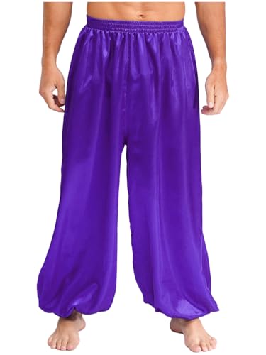 Yihuimin Herren Araber Prinz Kostüm Haremshose Satin Baggy Hose Hippie Hose Locker Leggings Tanzhose Karneval Fasching Clubwear Violett L Yihuimin Herren Araber Prinz Kostüm Haremshose Satin Baggy Hose Hippie Hose Locker Leggings Tanzhose Karneval Fasching Clubwear Violett L von Yihuimin