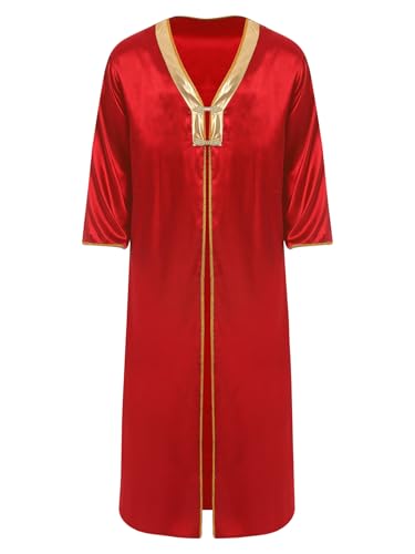 Yihuimin Herren Arabisches Robe Muslimisches Robe Langarm Dubai Kostüm Kirche Metallic Patchwork Kleidung Karneval Kostüm Halloween Cosplay Rot XL Yihuimin Herren Arabisches Robe Muslimisches Robe Langarm Dubai Kostüm Kirche Metallic Patchwork Kleidung Karneval Kostüm Halloween Cosplay Rot XL von Yihuimin