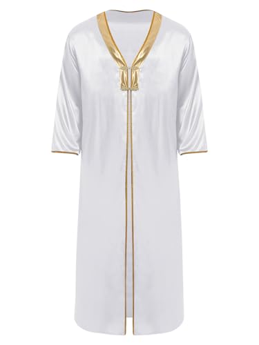 Yihuimin Herren Arabisches Robe Muslimisches Robe Langarm Dubai Kostüm Kirche Metallic Patchwork Kleidung Karneval Kostüm Halloween Cosplay Weiß XL von Yihuimin