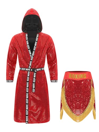 Yihuimin Herren Boxer Kostüm Halloween Glitzer Pailletten Shorts und Boxmantel mit Kapuze Erwachsene Boxkostüm Karneval Kostüm Rave Clubwear Rot L Yihuimin Herren Boxer Kostüm Halloween Glitzer Pailletten Shorts und Boxmantel mit Kapuze Erwachsene Boxkostüm Karneval Kostüm Rave Clubwear Rot L von Yihuimin