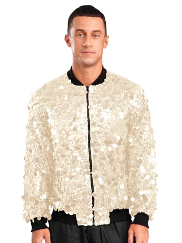 Yihuimin Herren Glitzer Pailletten Jacke Mit Reißverschluß Baseball Jacke Langarm Bomberjacke Hip Hop Sweatjacke Rave Party Karnevalskostüm Clubwear Gold L Yihuimin Herren Glitzer Pailletten Jacke Mit Reißverschluß Baseball Jacke Langarm Bomberjacke Hip Hop Sweatjacke Rave Party Karnevalskostüm Clubwear Gold L von Yihuimin