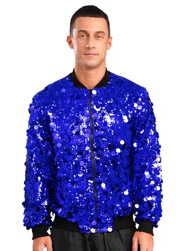 Yihuimin Herren Glitzer Pailletten Jacke Mit Reißverschluß Baseball Jacke Langarm Bomberjacke Hip Hop Sweatjacke Rave Party Karnevalskostüm Clubwear Königsblau XL Yihuimin Herren Glitzer Pailletten Jacke Mit Reißverschluß Baseball Jacke Langarm Bomberjacke Hip Hop Sweatjacke Rave Party Karnevalskostüm Clubwear Königsblau XL von Yihuimin