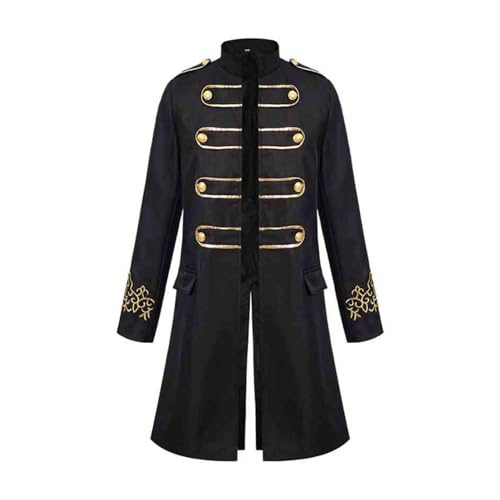 Yihuimin Herren Gothic Steampunk Mantel Manschetten Vintage Mantel mit Bestickten Mittelalter Gehrock Jacke Halloween Cosplay Karneval Fasching Kostüm Schwarz 3XL Yihuimin Herren Gothic Steampunk Mantel Manschetten Vintage Mantel mit Bestickten Mittelalter Gehrock Jacke Halloween Cosplay Karneval Fasching Kostüm Schwarz 3XL von Yihuimin