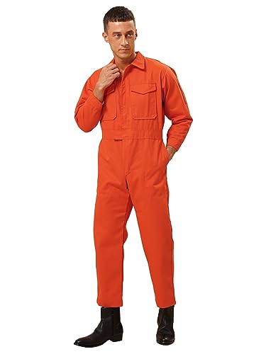 Yihuimin Herren Langarm Arbeitsoverall Schutzoverall Langarm Schutzanzug Halloween Karneval Faschingskotüm Mottoparty Ganzanzug Orange L von Yihuimin