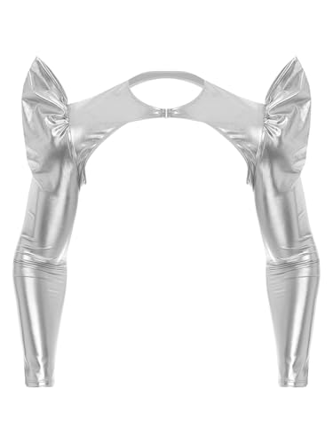 Yihuimin Herren Metallic Glitzer Gothic Shrug Halloween Vintage Langarm Crop Top Bauchfreie Oberteile Karneval Kostüm Clubwear Rave Outfit Silber M Yihuimin Herren Metallic Glitzer Gothic Shrug Halloween Vintage Langarm Crop Top Bauchfreie Oberteile Karneval Kostüm Clubwear Rave Outfit Silber M von Yihuimin
