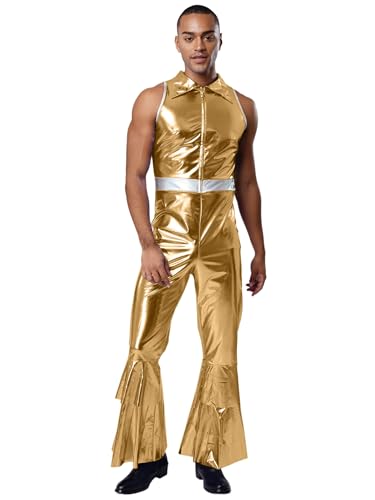 Yihuimin Herren Metallic Overall Halloween Disco Kostüm Jumpsuit Rompers Hip Hop Outfit Festival Outfit Astronauten Kostüme Karneval Kostüm Gold XXL Yihuimin Herren Metallic Overall Halloween Disco Kostüm Jumpsuit Rompers Hip Hop Outfit Festival Outfit Astronauten Kostüme Karneval Kostüm Gold XXL von Yihuimin