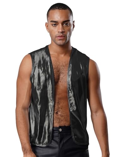 Yihuimin Herren Metallic Weste Offene Front Tank Top Ärmellos Muscleshirt Disco Kostüm Halloween Clubwear Karneval Kostüm Nachtclubs Schwarz 3XL Yihuimin Herren Metallic Weste Offene Front Tank Top Ärmellos Muscleshirt Disco Kostüm Halloween Clubwear Karneval Kostüm Nachtclubs Schwarz 3XL von Yihuimin