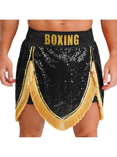 Yihuimin Herren Muay Thai Shorts Pailletten Box Shorts Boxing Sporthose Kurze Trainingsshorts Halloween Karneval Kostüm Cosplay Set Mottoparty Rave Outfit Schwarz 3XL Yihuimin Herren Muay Thai Shorts Pailletten Box Shorts Boxing Sporthose Kurze Trainingsshorts Halloween Karneval Kostüm Cosplay Set Mottoparty Rave Outfit Schwarz 3XL von Yihuimin